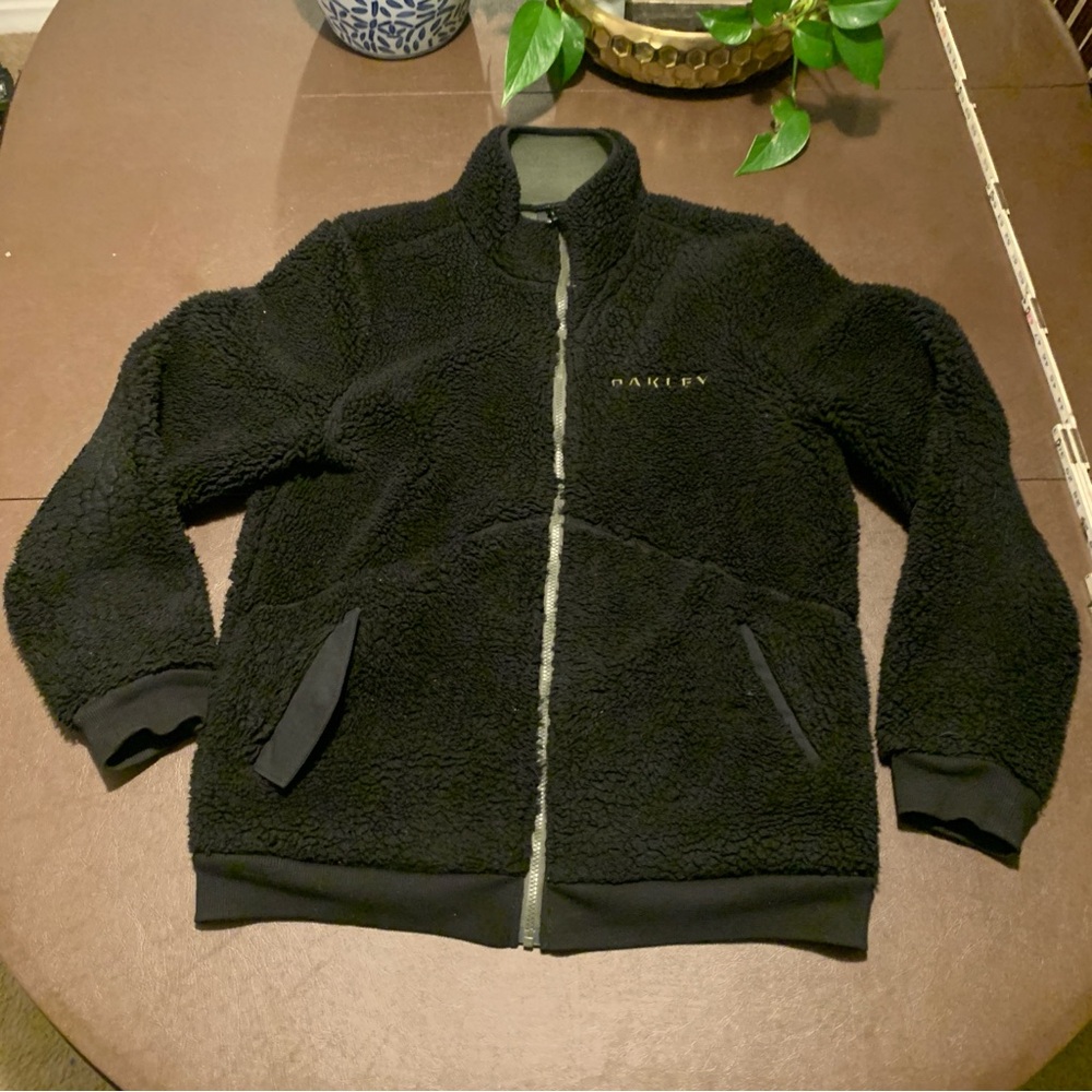 Vintage Black Oakley Performance Fit Deep Pile Fleece Jacket - L- Y2K